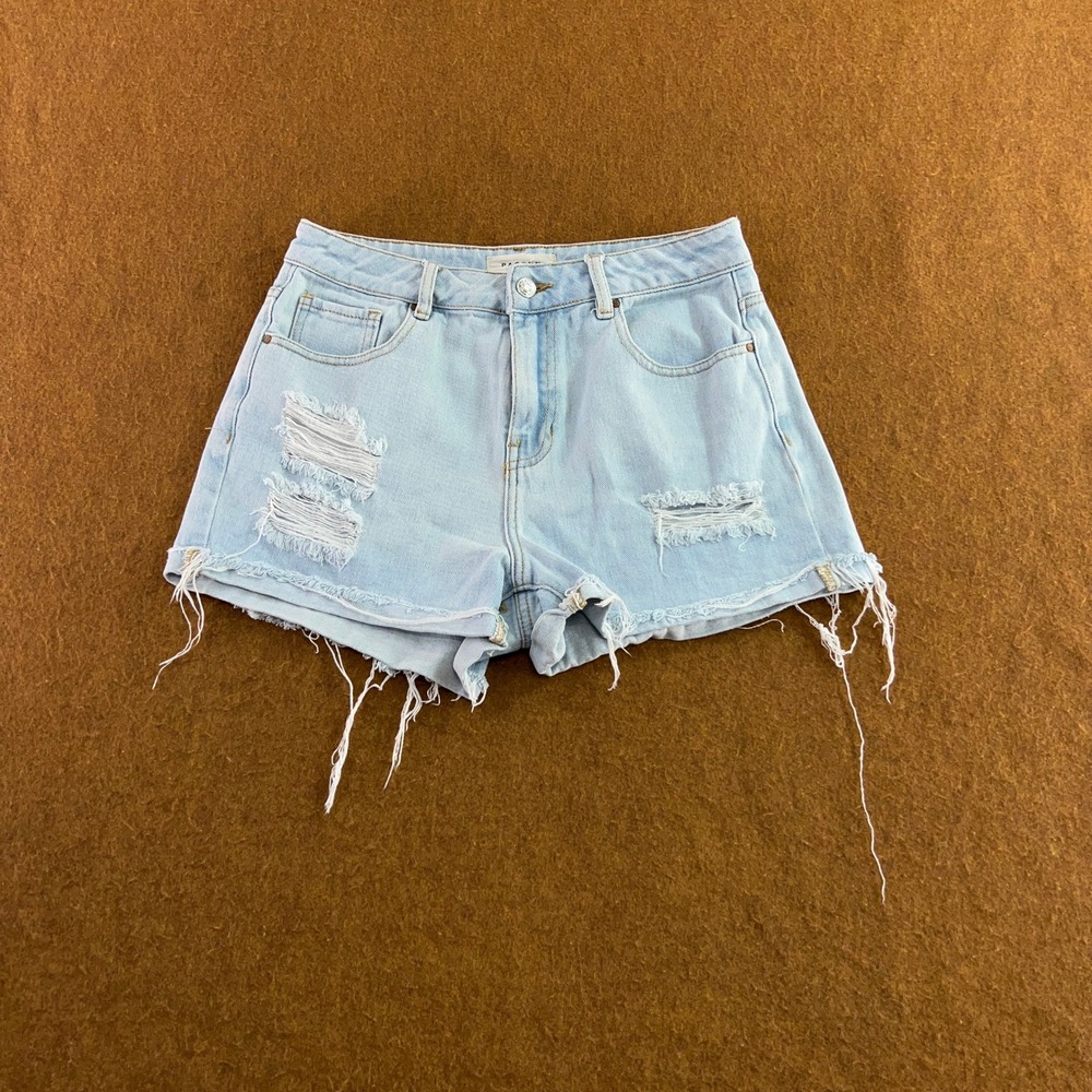 PacSun Womens 29 Light Blue Distressed Frayed Hem Denim Jean Shorts New